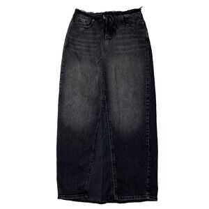 Women's Denim High Rise Cargo Midi Skirt Size 0 Black Wash Wild Fable